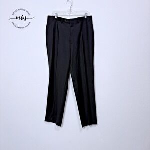 Canali Tessuto Dress Wool Flat Front Straight Leg Pants Dark Gray Men 34